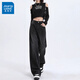 真維斯（Jeanswest）黑灰色高腰闊腿牛仔褲女夏季2025新款寬松顯瘦垂感直筒褲 黑灰加長 【推薦身高165以上】 L