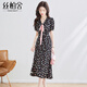 絲柏舍波點(diǎn)連衣裙2025夏季新款女法式V領(lǐng)系帶收腰泡泡袖中長(cháng)裙