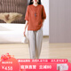 ZKZR媽媽裝棉麻女裝夏季50歲洋氣套裝新中式國風(fēng)苧麻刺繡九分褲兩件套 桔色+原麻色 L 適合115-128斤左右