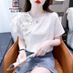 AEMAPE時尚荷葉邊短袖t恤女夏季2025年夏裝新款設計感小眾上衣洋氣小衫 白色 M (95-105斤拍)