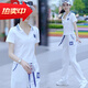 UJR2025夏款純棉女士運(yùn)動(dòng)服套裝休閑時(shí)尚洋氣時(shí)髦小個(gè)子短l袖兩件裝 白色 XL(建議115斤-130斤)