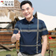 啄木鳥(niǎo)中年冰絲短袖T恤男夏季翻領(lǐng)格紋體恤中老年男裝爸爸夏裝polo上衣 A19藏青 XL /175