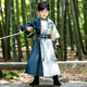 樂卡利男童漢服宋朝服裝武俠風(fēng)公子服小少爺男孩兒童古裝江湖劍客演出服 【竹海】套裝 薄款 140