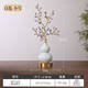 沐欽紫水晶發(fā)財樹(shù)陶瓷葫蘆銅擺件客廳門(mén)廳入戶(hù)玄關(guān)喬遷新屋裝飾品 順豐小號 白色 冰裂紋陶瓷