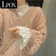 LPOX打底蕾絲衫長(cháng)袖網(wǎng)紗精致內搭蕾絲打底衫女秋冬洋氣上衣蕾絲小衫女 白色 S [建議80-斤]