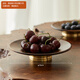 那瀾多好實(shí)木碟子茶碟小盤(pán)胡桃木圓形托盤(pán)瓜果盤(pán)小吃碟干果披薩盤(pán)復古碟 黑胡桃木茶點(diǎn)碟-大號