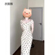 衣圖雅法式氣質(zhì)波點新品連衣裙子女2025夏季立體花朵收腰顯瘦包臀中長裙 白色 均碼 可備注碼數(shù)