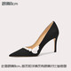 Lily Wei【魚尾】好穿舒適的高跟鞋新娘主婚鞋珍珠小碼寬胖腳女鞋 黑色【跟高8cm】 39