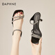 達(dá)芙妮（DAPHNE）方頭露趾涼拖鞋女夏外穿細(xì)跟高跟鞋女氣質(zhì)百搭一字拖女 黑色  36 