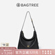 BAGTREE包包樹圖南植鞣皮hobo女包2025年新單肩斜挎包通勤餃子包七夕禮物 黑色-中號 高級小眾