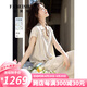 法貝莎品牌含亞麻老錢(qián)風(fēng)條紋襯衫套裝女2025年夏季松弛感闊腿褲一整套 米杏色條紋套裝 XL 125斤-135斤