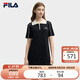 FILA 斐樂官方【楊冪同款】女編織連衣裙2025夏時尚休閑修身POLO裙子