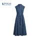 Polo Ralph Lauren 拉夫勞倫  女裝 25年夏季配腰帶棉質(zhì)無袖A字型連衣裙 410-靛藍(lán)色 S (4)