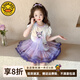 G.DUCKKIDS小黃鴨女寶夏季短袖T恤庫洛米套裝2025新款小童艾莎突突裙兩件套3 紫色庫洛米+突突裙 120 (建議105-115cm 4-5.2周歲)