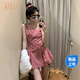 JZDZ紅色吊帶格子連衣裙子女夏季2025新款小個子法式氣質(zhì)小眾設(shè)計短裙 紅色格子裙【小個子吊帶連衣裙/ 商場同款 M 45/55kg 商場同款
