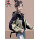 AEMAPE洋氣女士短外套2025春秋季新款小個(gè)子短款夾克上衣連帽寬松女款 軍綠色 L (105-115斤拍)