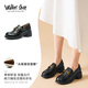 Walker Shop奧卡索皮鞋女英倫風(fēng)牛皮樂福鞋女增高休閑小皮鞋女D151113黑色37