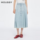 moussy 2025夏季新品復古港風垂感A型牛仔半身裙女028ISA11-2601 111淺藍色 S