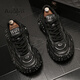 歐洲站增高鞋子春秋季新品老爹鞋厚底增高運動(dòng)休閑鞋青年復古鞋 復古黑標準版 38 比運動(dòng)鞋偏大一碼