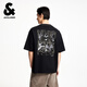 杰克·瓊斯（JACK&JONES）男裝夏季純棉舒適立體肌理感膠印潮流時(shí)尚百搭短袖T恤225201298 E40黑色 M （175）
