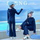 圖圖小象兒童瑜伽服2025秋裝新款速干休閑運動(dòng)套裝女童連帽外套褲子兩件套 藏藍色套裝 /修身款建議拍大一碼 130 身高約130cm