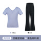 艾舞戈兒童舞蹈服短袖上衣套裝女童中國舞練功服跳舞服黑色喇叭褲拉丁舞 【2件套】優(yōu)雅藍短袖+棉喇叭褲 130
