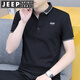 JEEP SPIRIT吉普短袖T恤男半袖POLO男士夏季新款中青年保羅衫體恤半截袖商務(wù) T185黑色 L (115斤-130斤)