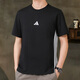 阿迪達斯（adidas）男裝女裝情侶運動(dòng)服 25秋新款休閑舒適透氣寬松簡(jiǎn)約純棉短袖T恤潮 JY8564/黑色/白 棉質(zhì)親膚/三條紋 L