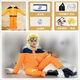 漩渦鳴人cos服 疾風(fēng)傳火影忍者鳴人衣服兒童一代【拼接手繪褲袋】 漩渦鳴人上衣+褲子+護(hù)額綁帶+假發(fā)+道具包 L