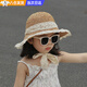 明月歸兒童帽子女童夏季草帽女孩夏天女寶防曬漁夫帽寶寶海邊沙灘遮陽帽 兒童花邊漁夫帽 卡其色