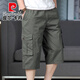 皮爾卡丹純棉寬松工裝短褲男士夏季多口袋休閑七分褲戶(hù)外時(shí)尚百搭直筒褲子 深灰色 XL