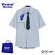 WASSUP HERMU官方短袖襯衫男夏季學(xué)院風(fēng)DK制服寬松休閑港風(fēng)青春日系班服白襯衣 藍色 XL （推薦120-140斤）