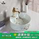 拉貝妮（LABEINI）中式臺上盆洗臉盆衛(wèi)生間洗手盆手繪藝術(shù)盆陶瓷復(fù)古面盆陽臺洗手盤 6126B【單盆+玉石龍頭】