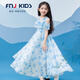 FNJ KIDS女童碎花連衣裙2025夏季中大童長(zhǎng)裙洋氣兒童雪紡公主裙子 天藍(lán)色 140 (建議身高130-140cm)