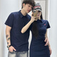 gxmy高級純棉情侶夏季一衣一裙潮牌翻領(lǐng)短袖T恤男女連衣裙衣服兩件套 藏青女連衣裙+藏青男T恤【兩件】 M 女+男XL