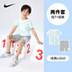 NIKE 耐克童裝短褲+短袖2件套2025年夏季新款滿(mǎn)印男女童運動(dòng)時(shí)尚套裝