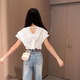 勤記后背鏤空t恤女上衣夏季大碼胖mm后背鏤空蝴蝶結(jié)飛飛短袖T恤女絕美 白色 L[建議100-120斤] 均碼
