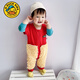 G. DUCKKIDS小黃鴨嬰兒衣服爬行服夏季拖地裝寶寶爬爬服兒童連體衣擦地板防臟 紅色短袖夏 9分褲 夏（送護肘） 90cm 90碼（身高75-83厘米，19-