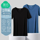 簡(jiǎn)云2件無(wú)痕莫代爾短袖t恤男士薄款冰絲打底衫夏季涼感上衣運動(dòng)內衣 【V領(lǐng)】黑色+牛仔藍 L 【適合110-130斤】