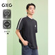 GXG男裝 圓領(lǐng)T恤側邊織帶上衣雙色短袖針織 黑色 190/XXXL