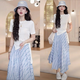 純邇時(shí)尚女裝裙子夏天連衣裙女新款減齡絕美中長(zhǎng)款仙女半身裙子兩件套 上衣+裙子 M