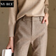 NY-RCE毛呢褲女新款秋冬高腰顯瘦直筒休閑氣質(zhì)九分職業(yè)煙管褲 棕咖(九分) L