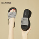 達(dá)芙妮（DAPHNE）網(wǎng)紅外穿厚底顯瘦拖鞋女2025夏季新款仙女風(fēng)水鉆不臭一字拖 黑色 跟高7cm 37 (235mm)