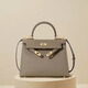 2025新款H家高級感愛(ài)馬家真皮凱莉包二代mini斜挎手提女士包包女 大象灰 25cm