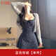 FSHE早春法式藍(lán)色碎花吊帶連衣裙子女2025新款小個子氣質(zhì)掐腰包臀短裙 藍(lán)色短裙【單件】【釣系約會/韓 L 55/60kg