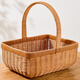 獵玄 大號仿藤編手提籃超市購物籃菜籃子手工編織野餐籃雞蛋水果籃筐 大號方提籃【33*26】品質(zhì)款