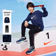 NIKE3BRAND 耐克男女童紅色拜年服衛衣+長(cháng)褲2件套兒童加絨保暖套裝