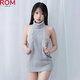 ROM/露背毛衣 日系高領(lǐng)少女團子 網(wǎng)紅毛衣長款針織衣 宅男殺手 灰色 露背毛衣 均碼