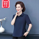 美博鳥（MEIBONIAO）【特價撿漏】品牌輕奢高檔帶領t恤女短袖T恤女寬松有領中老年女裝 004藍色 【POLO領T恤】 3XL (建議120-130斤)