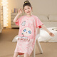 蛋仔女童睡裙夏季純棉短袖粉色卡通兒童女孩中長(cháng)款連衣裙睡衣新款 21233-蛋仔 165 【L碼】160-165CM100-115斤